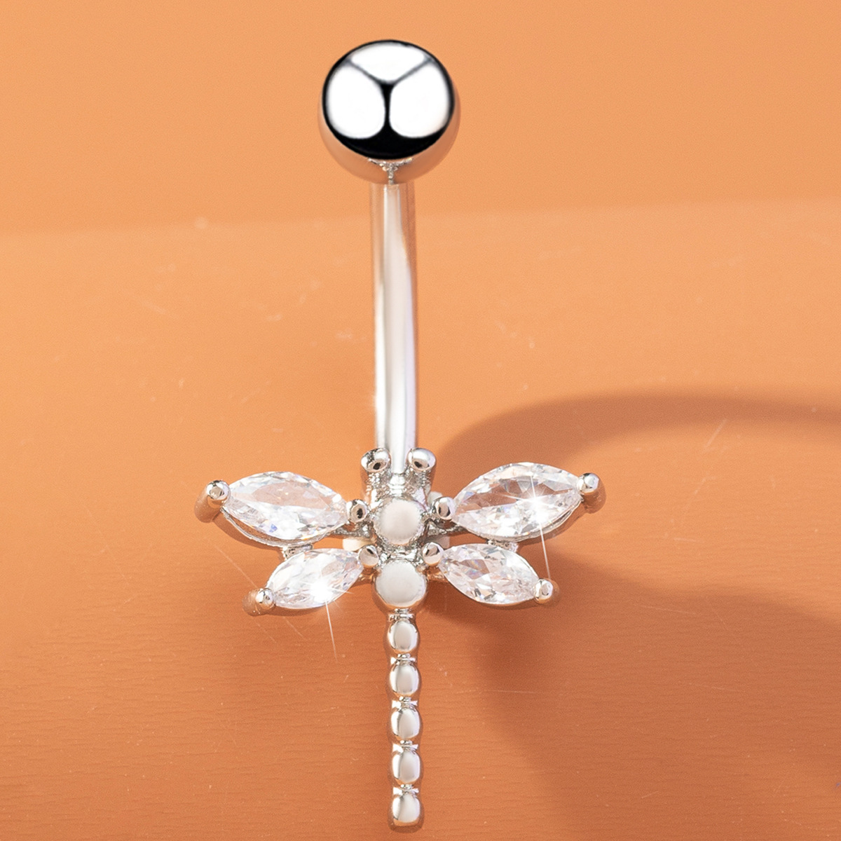 Piercing nombril libellule avec zircon - bijou de ventre élégant_voghion.com