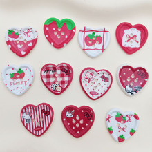 新款红色爱心纽扣饰品配件diy印花格子扣子发饰服装手机壳配饰