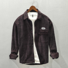 Z180秋冬新款男士休闲复古灯芯绒长袖衬衫外套一件代发