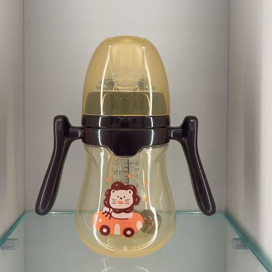 Bebés pequeños chupadores 180/240/280ml serie simple con mango PP biberón con pajita