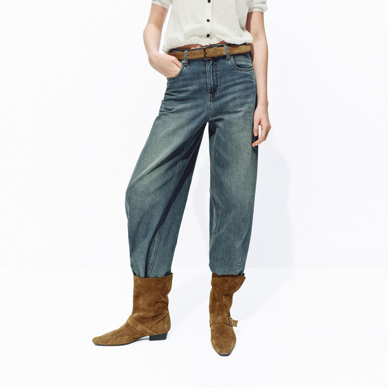 Mo Jeans 2026 Summer New Collection Washed Indigo Cotton Classic Low-Waist Cropped Flared Pants Casual Versatile Women's