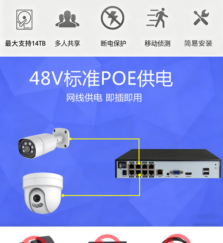 涂鸦监控NVR硬盘录像机POE4路8路16路4通道8通道16通道监控主机