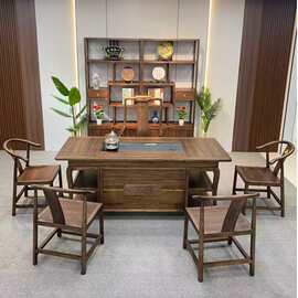 新中式茶桌椅组合现代金楸檀木全实木高档办公家用喝茶桌茶台椅
