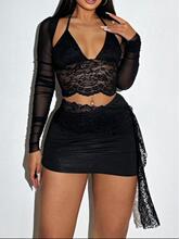 I 69658 Lace patchwork bodycon skirt set �ٽzƴ�Ӱ��ζ�ȹ��