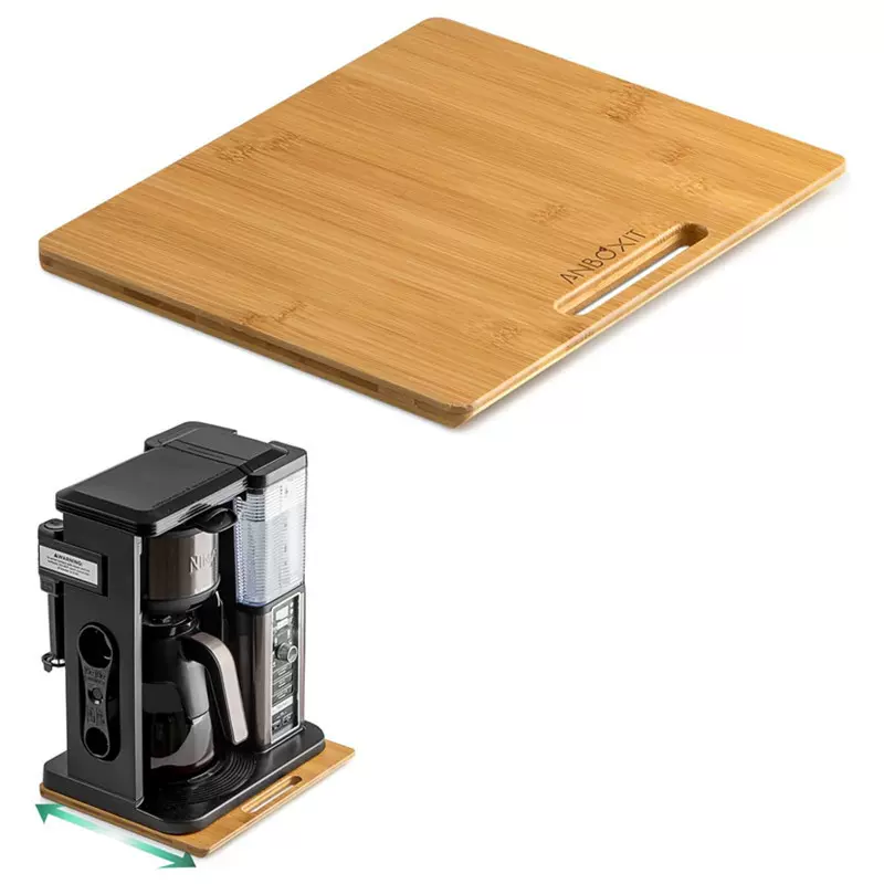 跨境竹制咖啡机底座厨房台面电器滑动托盘茶吧间木质咖啡机移动器