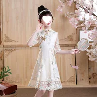 Улучшенное платье Cheongsam для девочек, весенне-летнее детское китайское платье в китайском стиле, маленькая девочка-принцесса