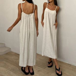 autumn solid color breathable dress sleevless