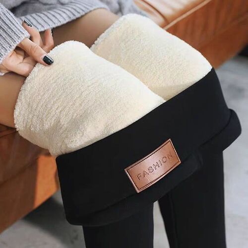 Women's Outerwear Woolen Thicken Leggings with Cashmere Fleece, Knee-High, Stretchy Warm Leggings