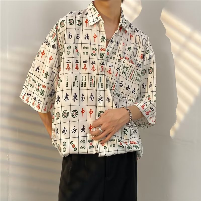Hong Kong estilo Retro Vintage floral camisa manga corta Estilo Hawaiano tailandés diseño Ruan guapo camisa suelta para hombres y mujeres
