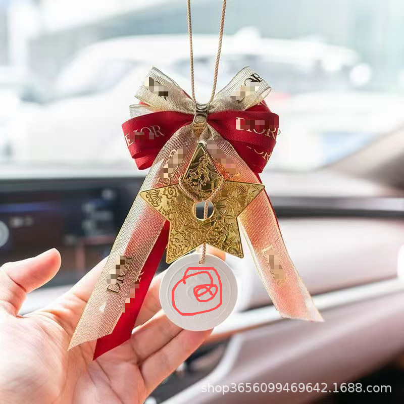 Luxury Star Car Hanging Ornament with Ribbon, Lucky Star Car Pendant, Aroma Diffuser Stone, Car Hanging Decoration, Fragrance Aromatherapy