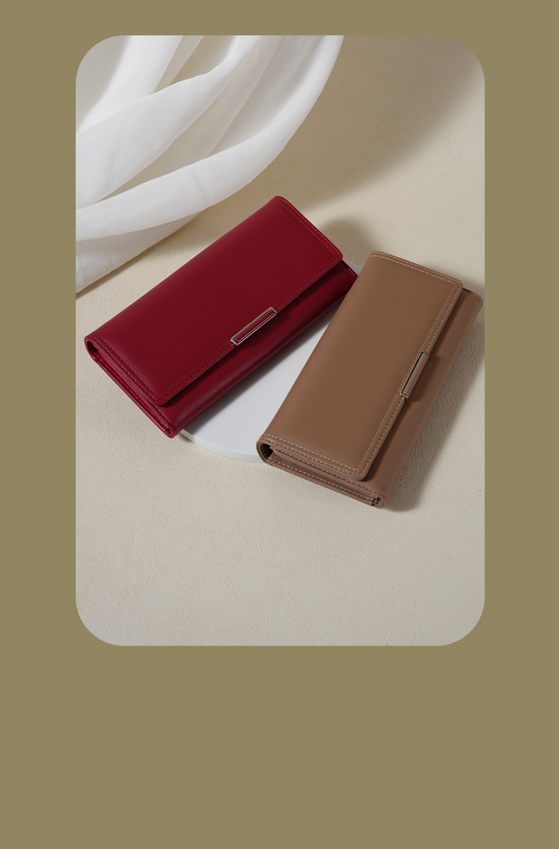 Wear-Resistant Function Solid Color Pattern All Seasons Season Women's Solid Color Pu Leather Hidden Buckle Flip Cover Wallets