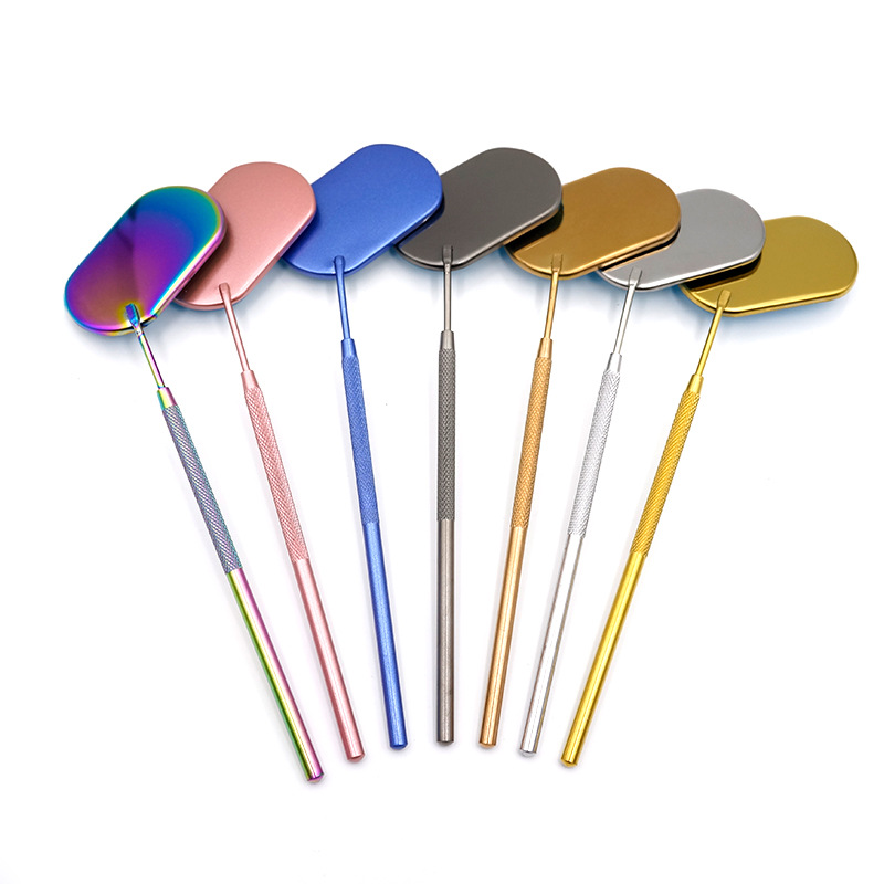 Eyelash Extension Lifting Tool Elliptical Eyelash Inspection Tool Stainless Steel Handheld Portable Inspection Mirror