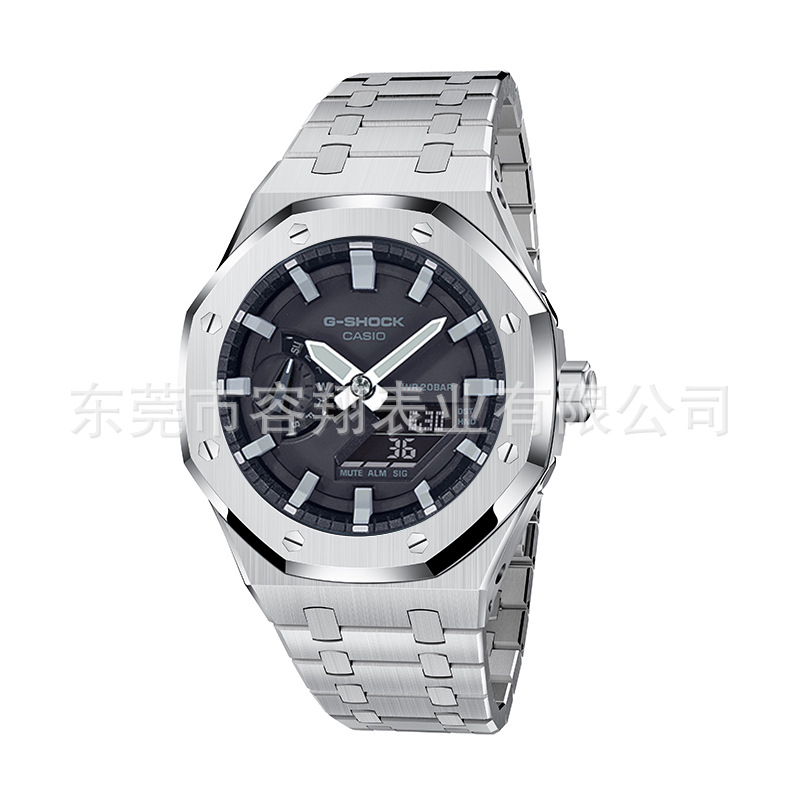 Sustituto AP granja Roble Casio GA-2100 serie Acero inoxidable modificado caso correa de acero accesorios reloj