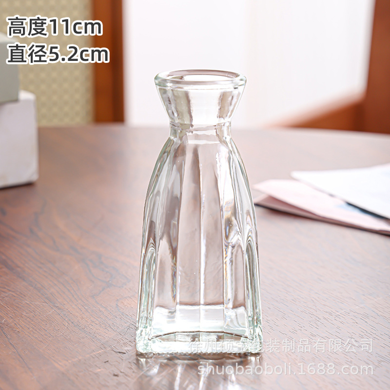 De estilo europeo retro pequeño florero botella de aromaterapia de vidrio mini jarrón transparente decoración de la sala de estar simple mesa de comedor decoración del hogar