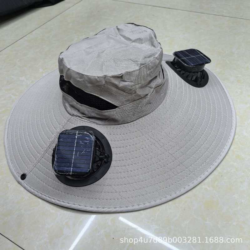 男性と女性のためのソーラーダブルファンハット、夏の屋外登山や釣り用日焼け止め帽子、抗UVサンシェードフィッシャーマンハット|undefined