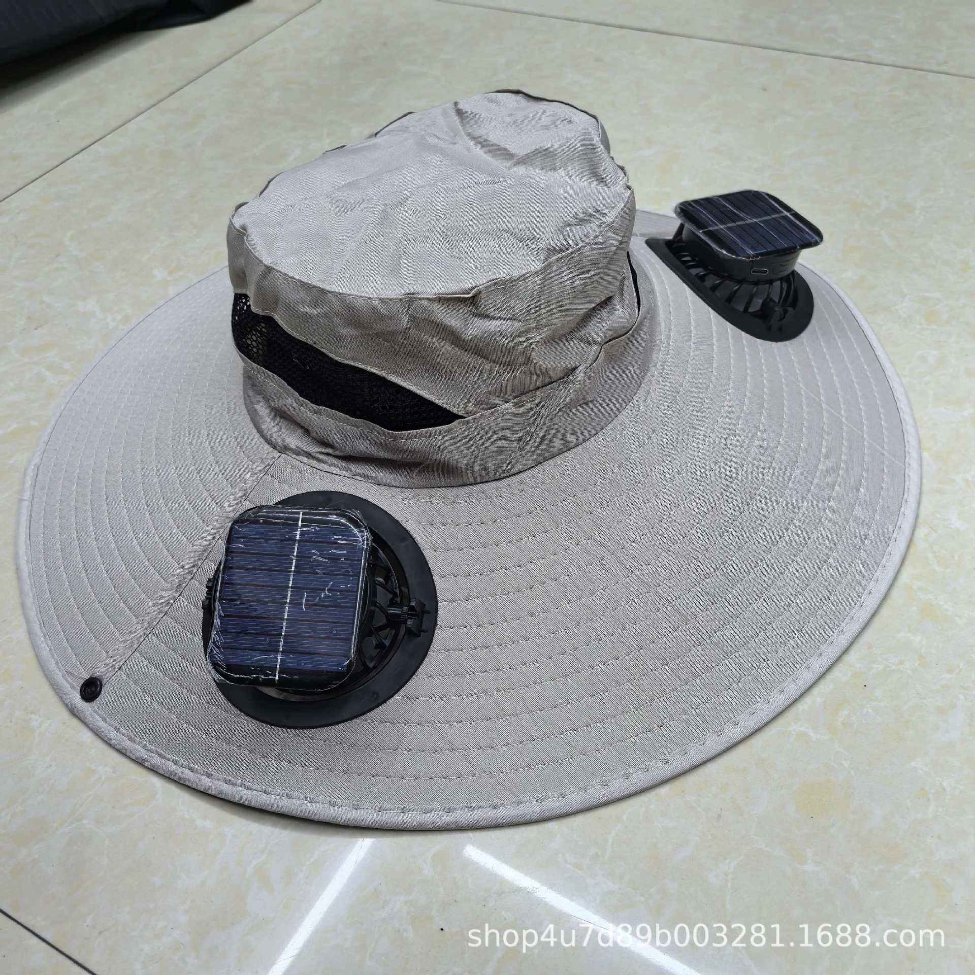 사각 더블팬 솔라 [카키색 솔라팬캡]