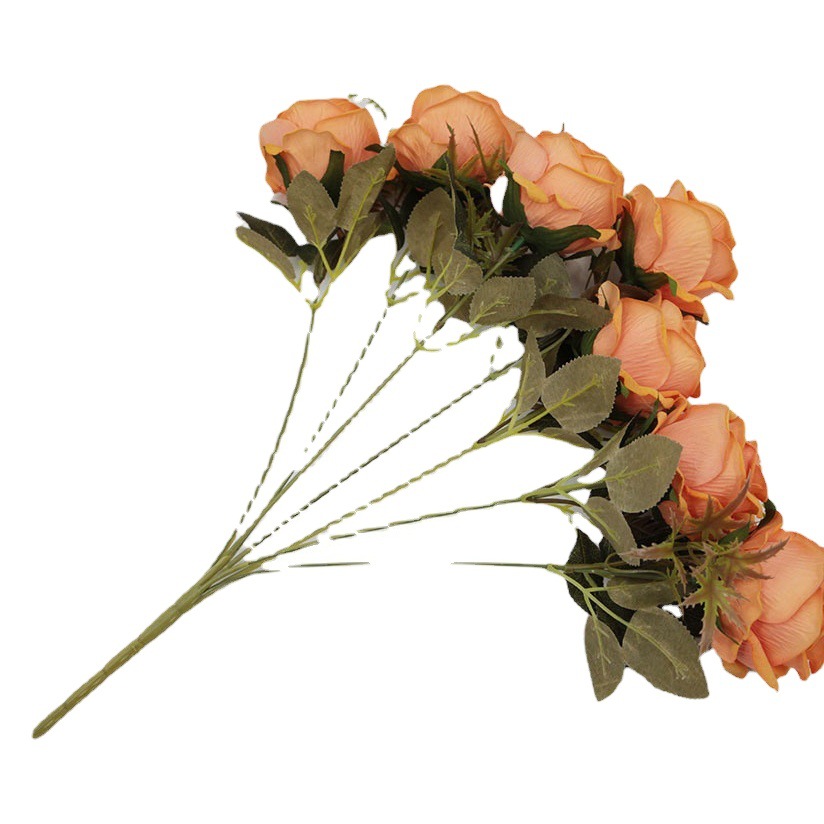 Rosa artificial con 7 cabezas, ramo de terciopelo para decoración de coches de boda, flores artificiales para bodas, flores de seda para el hogar, flores falsas al por mayor, alta simulación.