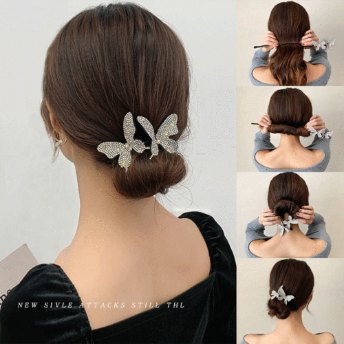 New Korean meatball head hair iron braiding artifact lazy curling iron butterfly hairpin flower bud hair accessories headdress