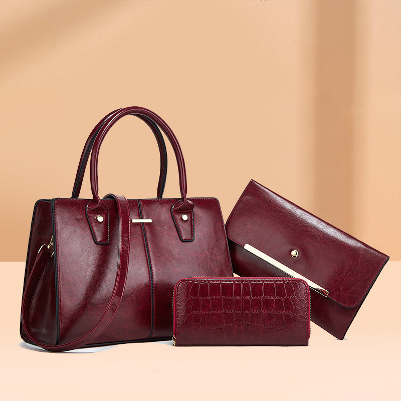 W's 2024 New Three Piece Handheld One Shoulder Crossbody Large Capacity Crocodile Pattern Mother and Child Bag for_voghion.com