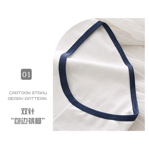 Cute Strawberry Girls' Underwear Print Japanese Striped Mid-waist Student Thin Women's Large Size Hip Covered Clasp