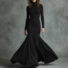 2025欧美秋冬季高级新款鱼尾连衣长裙