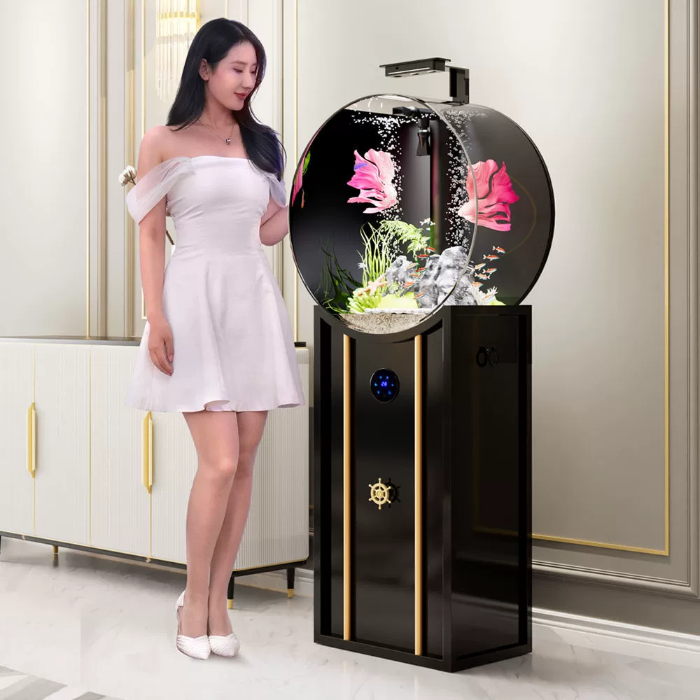 Новый круглый аквариум Гостиная Небольшой бытовой нижний фильтр для пола Интеллектуальный ленивый акриловый аквариум без воды