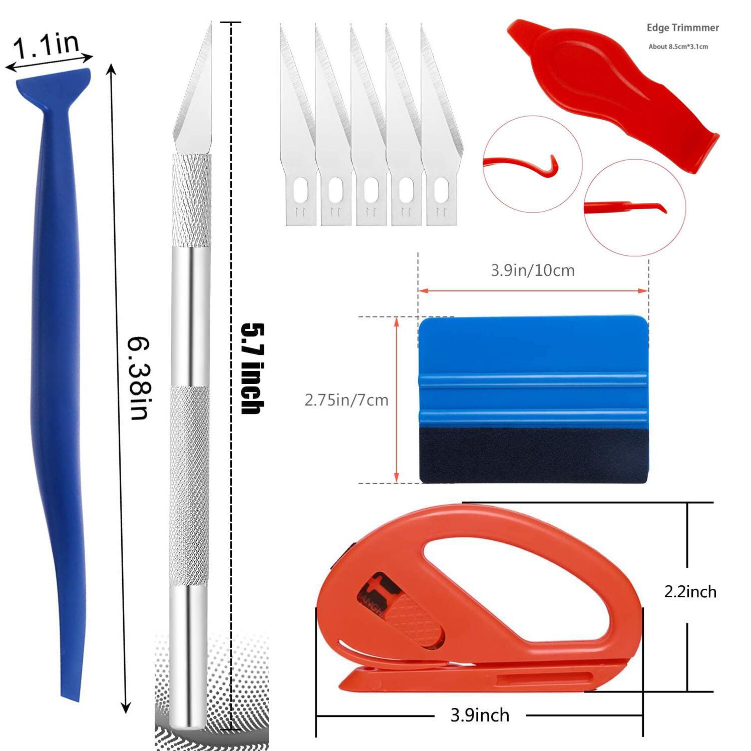 10 piezas de película de coche herramienta cinturón Dispositivo de reparación de película, raspador de borde de fieltro, película de vinilo raspador de calcomanía, etiqueta engomada