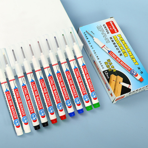 Quick-drying long-mouth oily marker wholesale color deep hole marker pen woodworking special extended head tile marker pen