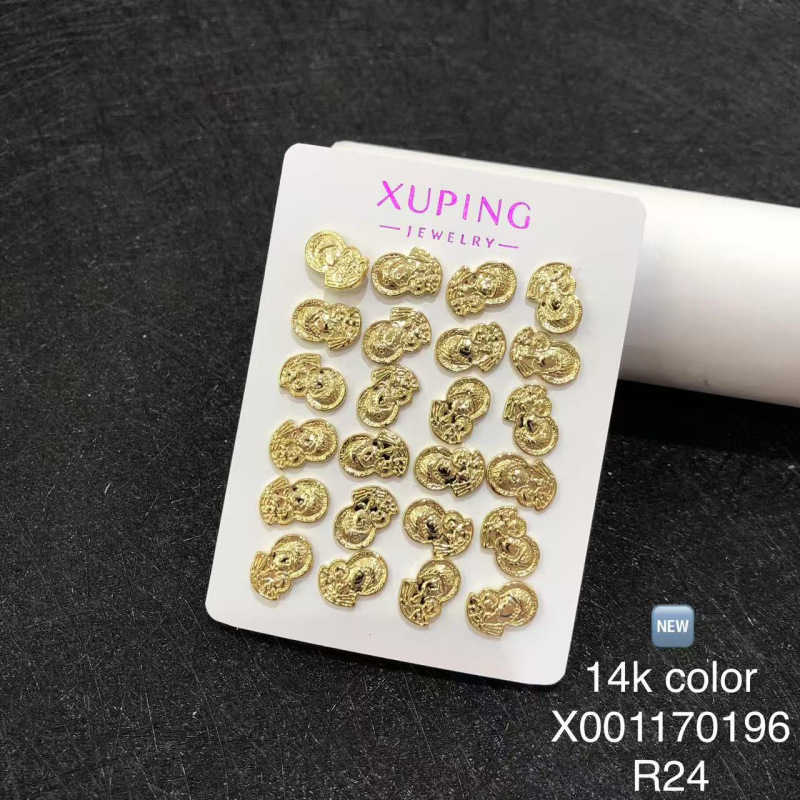 14K color Xuping joyería geometría estrella de amor auriculares de zircón ligero de lujo nicho sensación de mujer