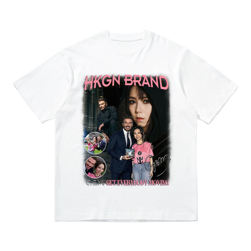 Deng Ziqi Beckham impresa camiseta de manga corta de cuello redondo suelta estrella de moda de fútbol