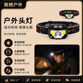 新款可拆卸头灯USB充电红光警示强光防水LED户外夜钓头灯帽子灯