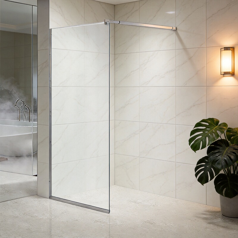 Hotel and B&B Engineering Tempered Glass Partition Shower Room 304 Stainless Steel Simple Shower Screen Door