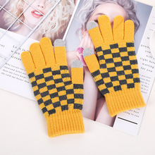 新款触屏女冬季内拉毛羊绒触屏学生写字开车玩手机打游戏毛绒手套