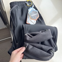 茑系户外蓄热锁温超暖一体绒户外男装松紧腰直筒休闲裤情侣女秋冬