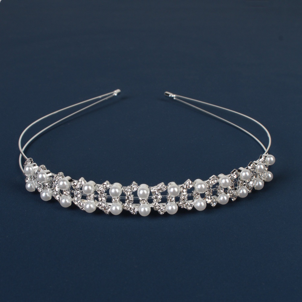 Comercio exterior transfronterizo coreano nupcial forma simple foto tocado perla rhinestone dulce diadema de diamante japonés y coreano diadema