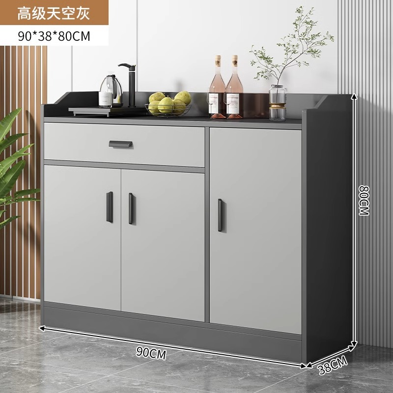 Gabinete de comedor contra la pared, armario de sala de estar doméstico, armario de almacenamiento simple, armario de almacenamiento gris, armario de té