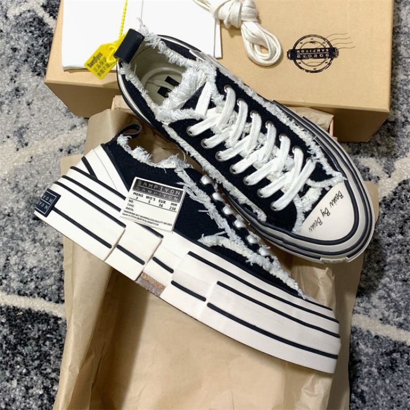 High Version Wu Jianhao Same Style Canvas Shoes Women's Spring and Summer New Height-raising Thick-soled Couple's Casual Half-support Beggar Shoes for Men High Version Wu Jianhao Same Style Canvas Shoes Women's Spring and Summer New Height-raising Thick-soled Couple's Casual Half-support Beggar Shoes for Men
