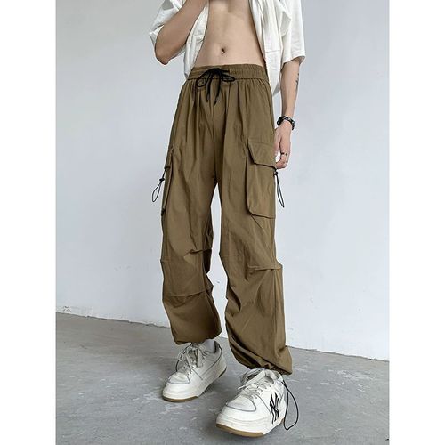 Men's Autumn Japanese Retro Loose Wide Leg Straight Leg Casual Parachute Pants with Ice Silk Quick-Dry Workwear
