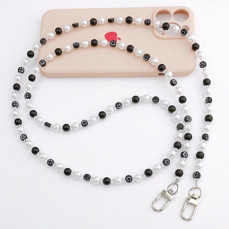 Nuevo acrílico cuentas teléfono móvil cadena perla crossbody Correa cadena teléfono móvil caso colgante regalo para las mujeres