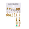 Three dimensional earrings, retro multicoloured plastic set, European style
