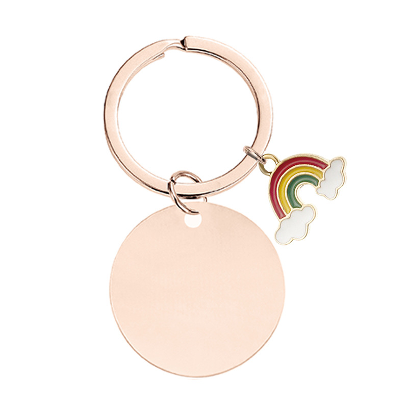 Plating Design Modern Style, Simple Style Style Modern Style Simple Style Rainbow Customization Laser Engraving 201 Stainless Steel Plating Unisex Bag Pendant Keychain
