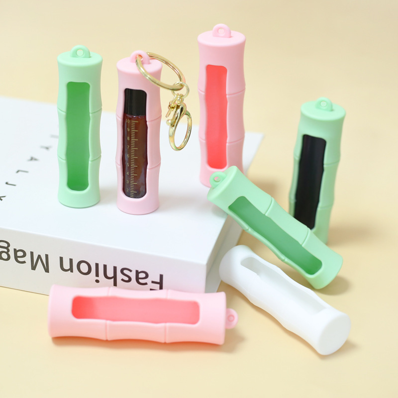 新款唇膏保护套精油瓶防摔钥匙扣便携挂件分装瓶套口红硅胶套现货