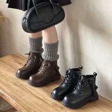 2025冬季新款真皮马丁靴男童休闲靴子女童加绒百搭英伦风机车风潮