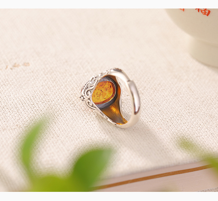 Nhẫn bạc S925 hình bướm mặt trứng phong cách dân tộc cổ điển — Mở một size chi tiết 3