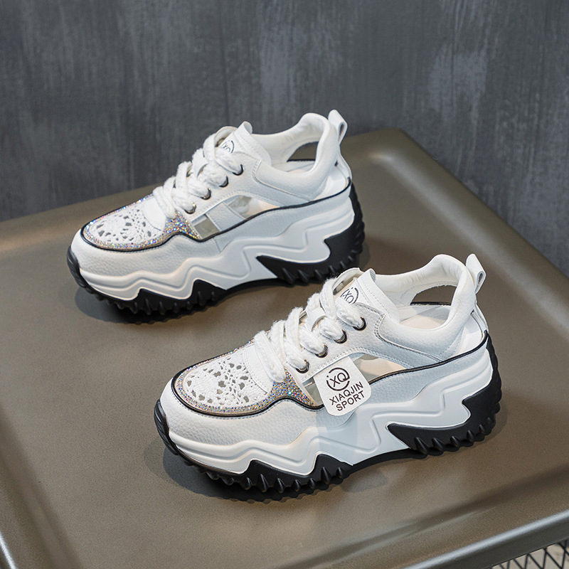 2026 Summer New Women's Shoes Wholesale Flat Thick-Soled Hidden Heel Wedge Casual Dad Shoes Women's Mesh Shoes Dropshipping