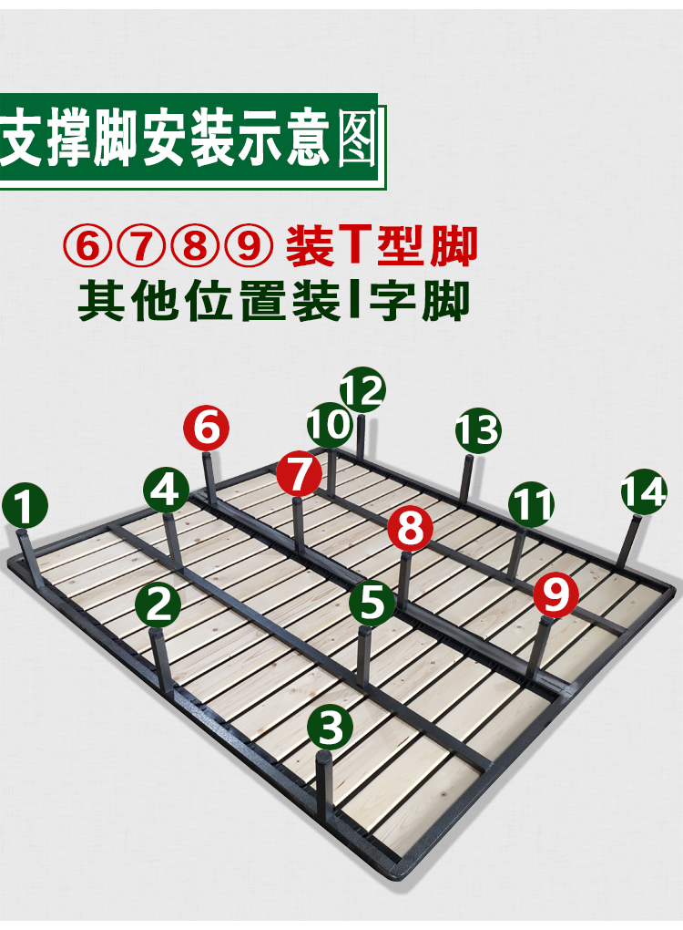 WT9P排骨架床架子1.8床板支撑架实木条折叠钢架定 制1.5龙骨架硬