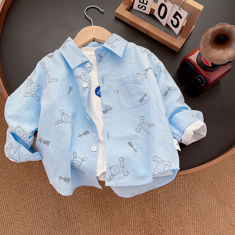Camisas de mangas largas para niños primavera y otoño 2025 nueva ropa de otoño para hombres camisa cardigan de otoño abrigo delgado