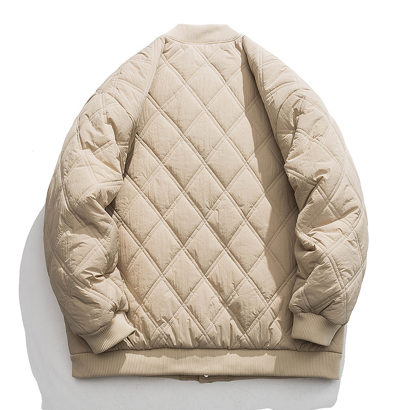 Herenkleding Ruitvormige katoenen jas heren herfst en winter 2023 nieuwe fluwelen verdikte katoenen jas losse en knappe werkkleding katoenen jas_voghion.com