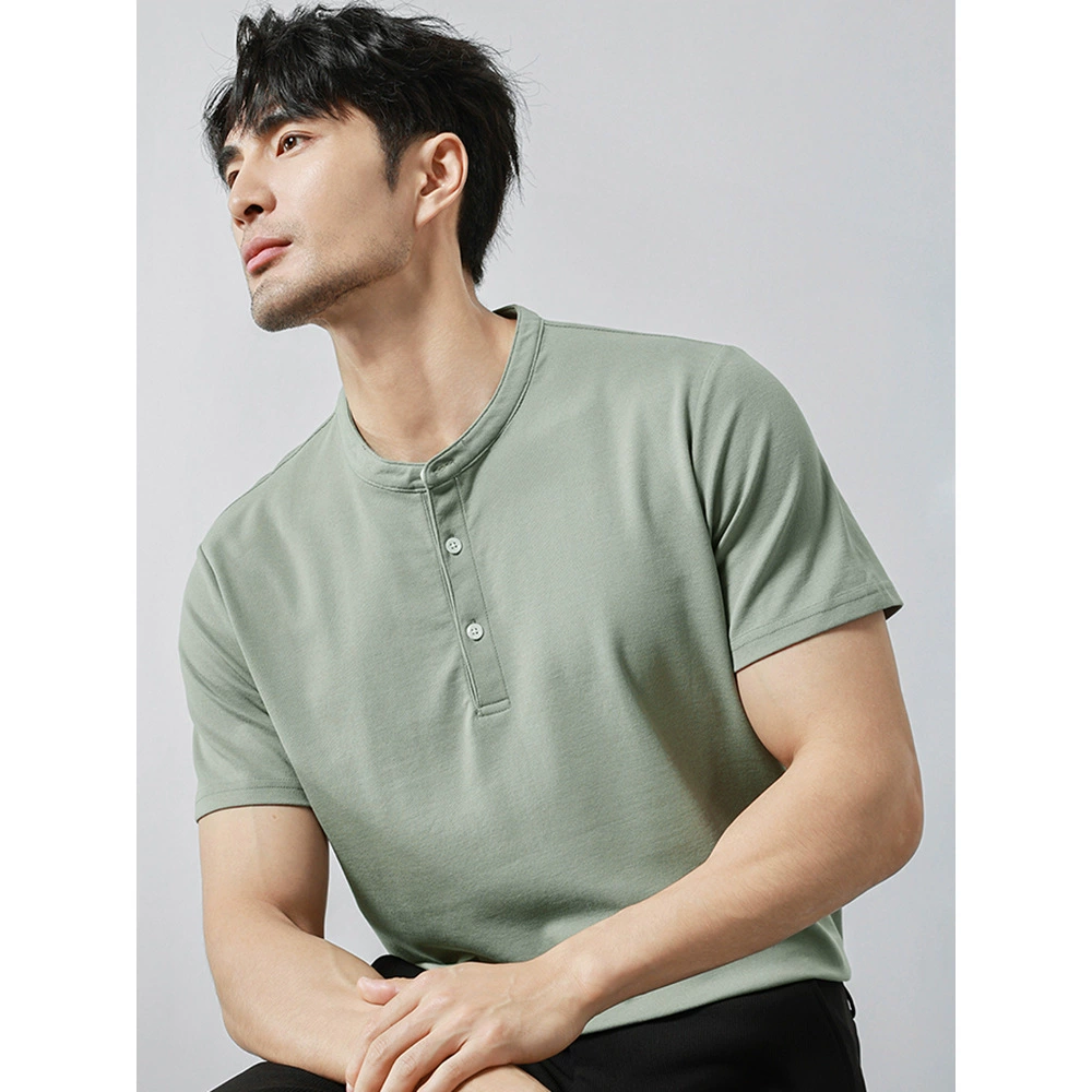 2024 лето новый мужской бизнес Генри воротник рубашка POL повседневная дикая футболка с короткими рукавами