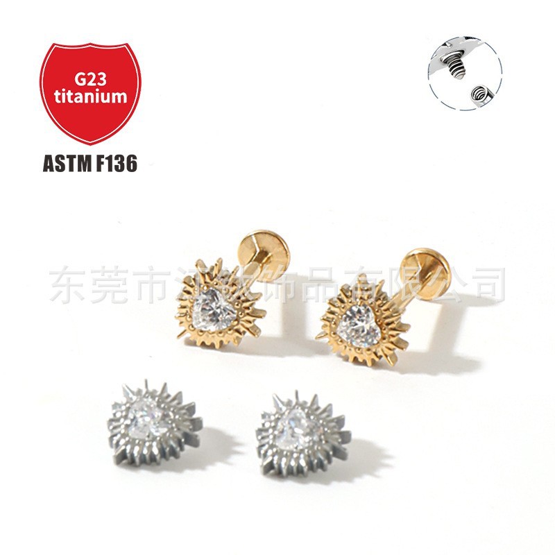 Pointed titanium steel lip stud product view